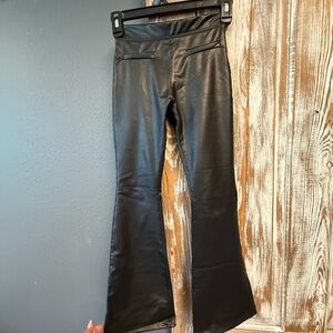 Zara Black faux leather flared leggings
